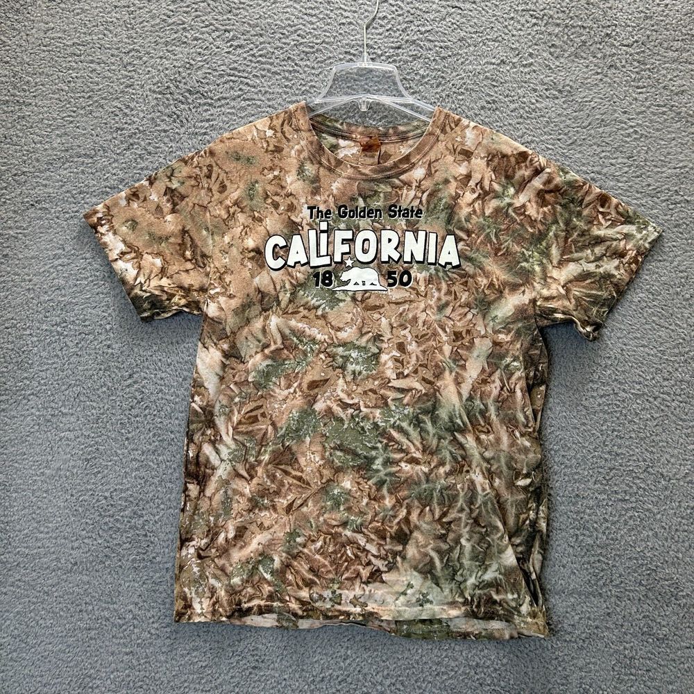 Colortone Shirt‎ Mens Large Camo Tie Dye The Golden State California 1850 Crew